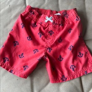Circo Anchor Print Kids Swim Trunks - Red with blue, 3T, preowned